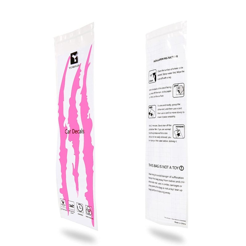 YGMONER Claw Mark Car Decals, 16 Inch Car Headlight Stickers, Monster Claw Scratch Sticker for Dodge Challenger Charger, Pack of 2 (Pink) - Image 5